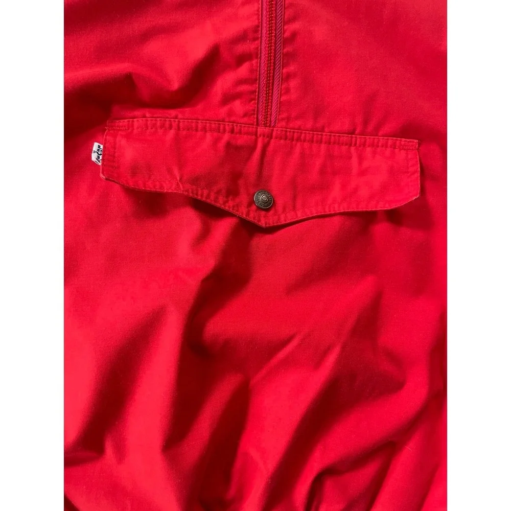 80s Levi's Men Medium Pullover Jacket Red Vintage Quarter Zip Anorak Pocket